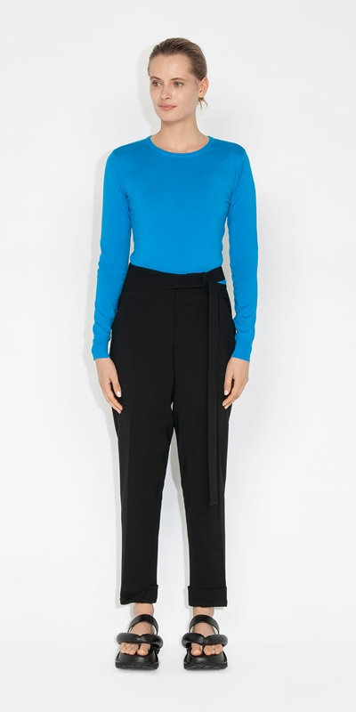 Tops and Shirts | Long Sleeve Round Neck Knit | 765 Bright Blue