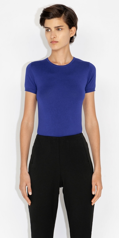 Tops and Shirts  | Short Sleeve Round Neck Knit | 571 Ultra Violet