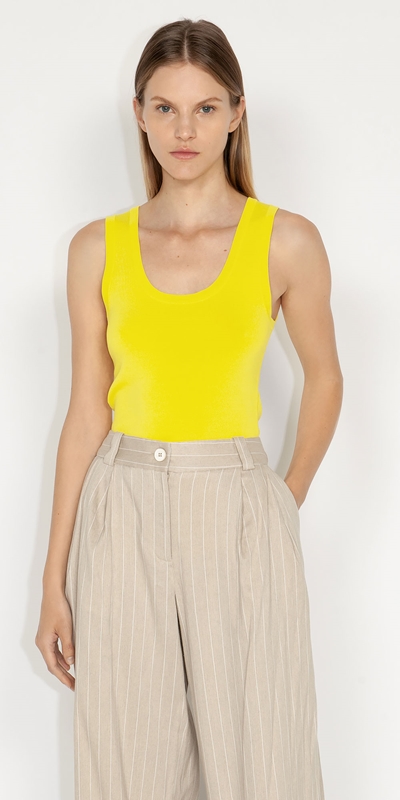 Tops and Shirts  | Scoop Neck Knit Tank | 229 Neon