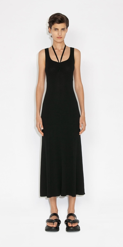 Dresses | Halter Neck Knit Dress | 990 Black