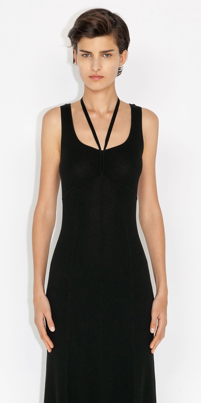 Sale  | Halter Neck Knit Dress | 990 Black