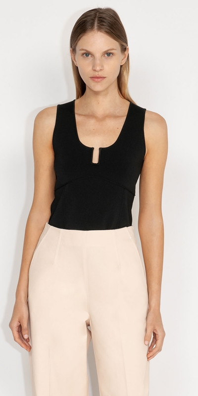 Tops and Shirts  | Milano Structured Neck Tank | 990 Black
