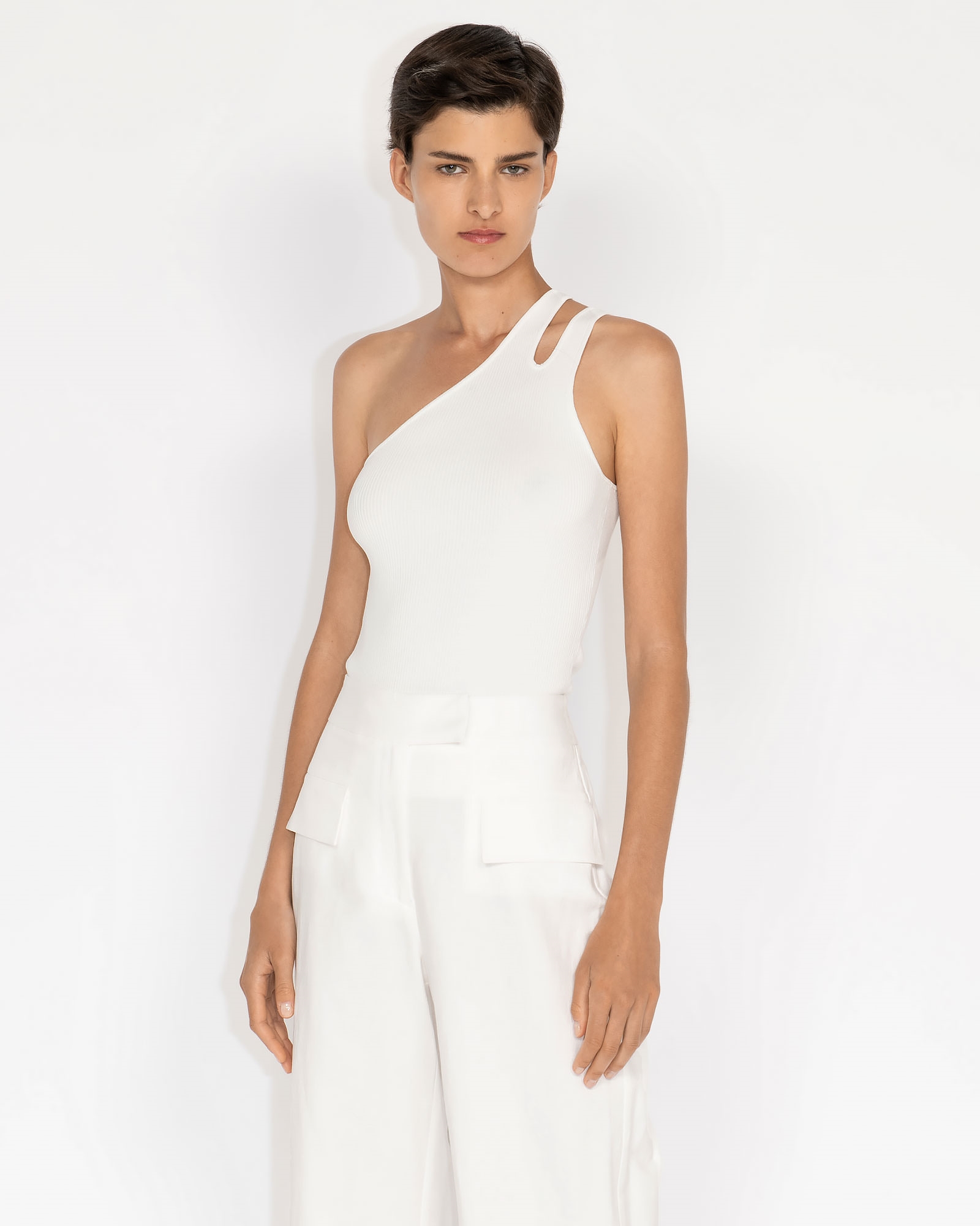 Knitwear | One Shoulder Cut Out Knit | 110 Off White