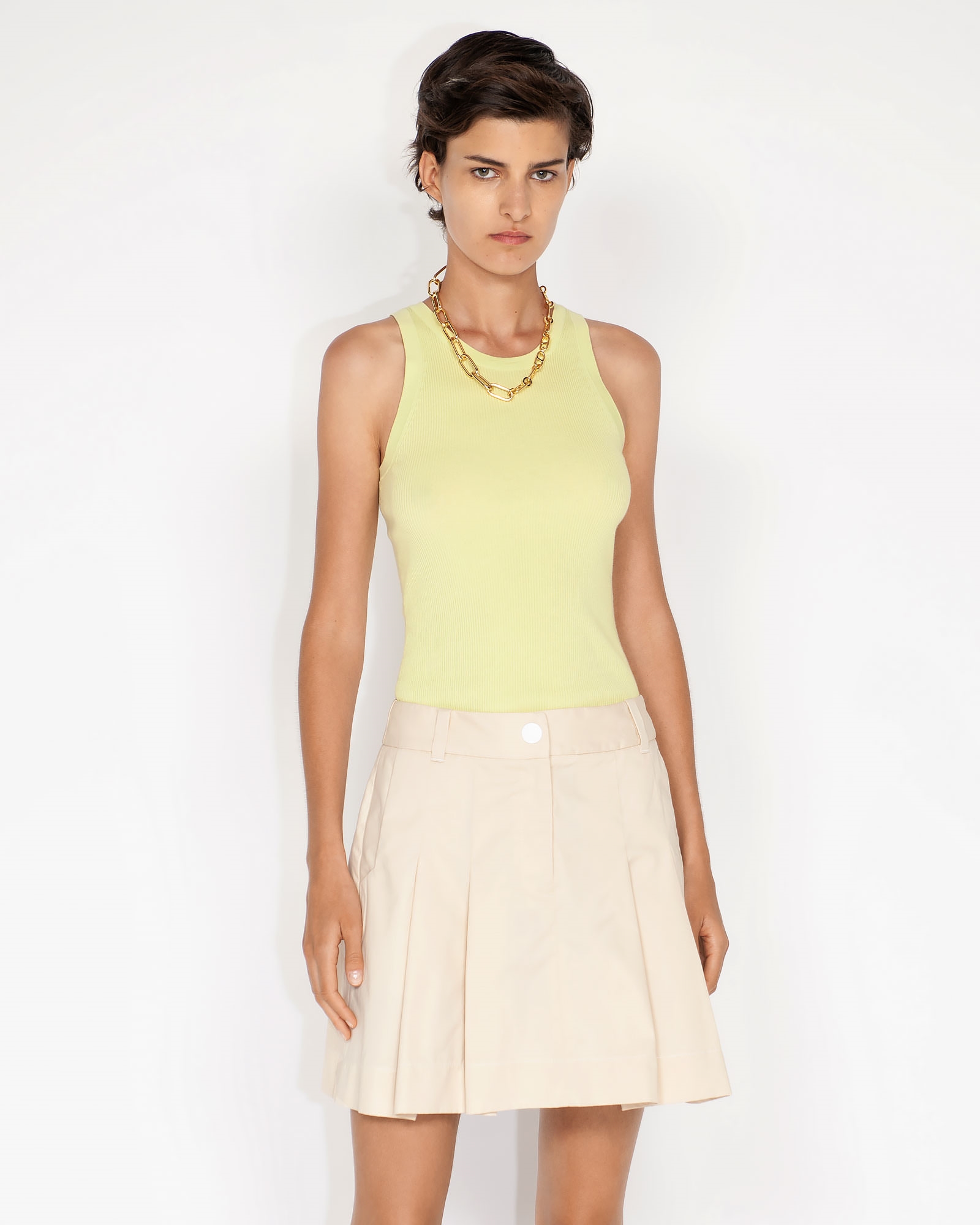 Knitwear | Ribbed Scoop Neck Tank | 352 Soft Lime