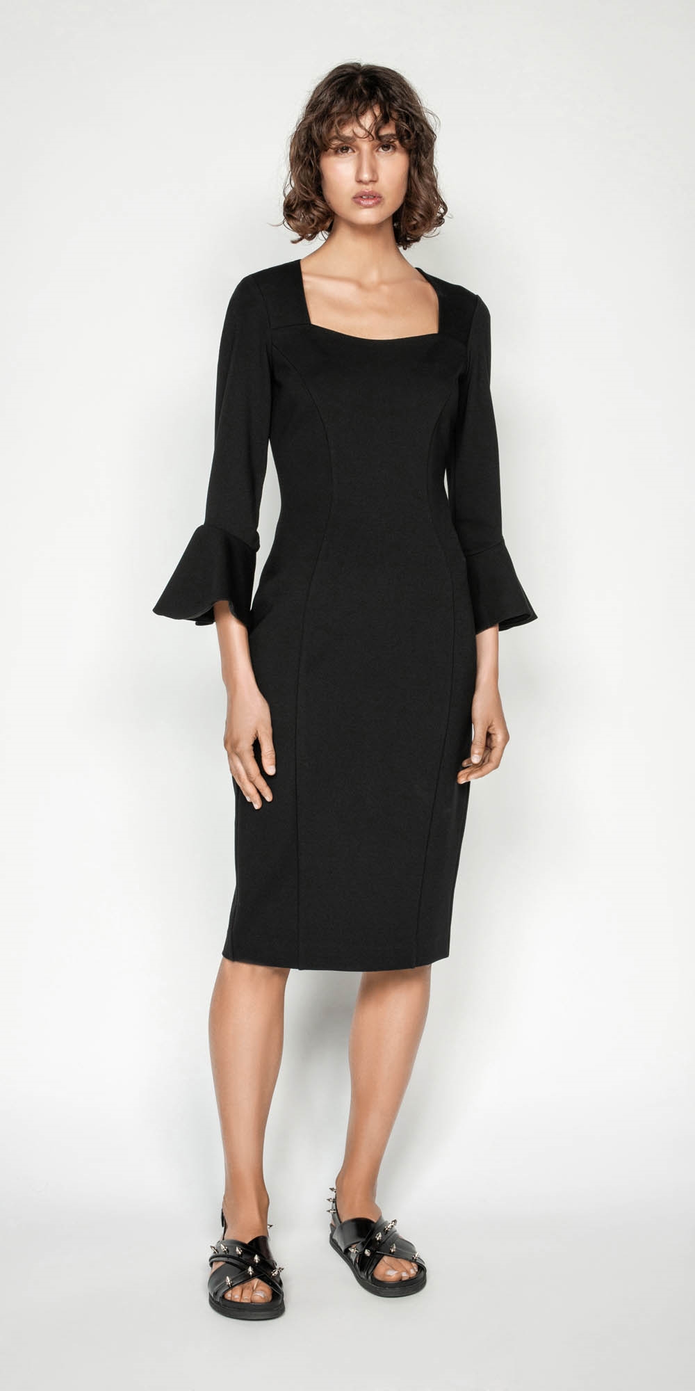 Double Knit Fluted Sleeve Dress | Buy Dresses Online - Cue