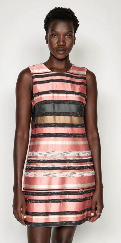 Sale  | Stripe Jacquard Shift Dress | 540 Pink