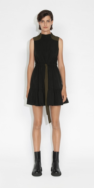 New Arrivals | Twill Memory Cut Out Back Dress | 990 Black