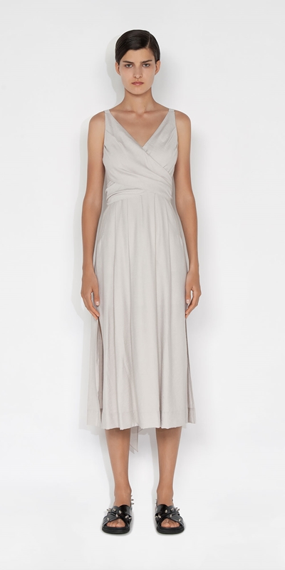 Dresses | Wrap Front Midi Dress | 901 Dove Grey