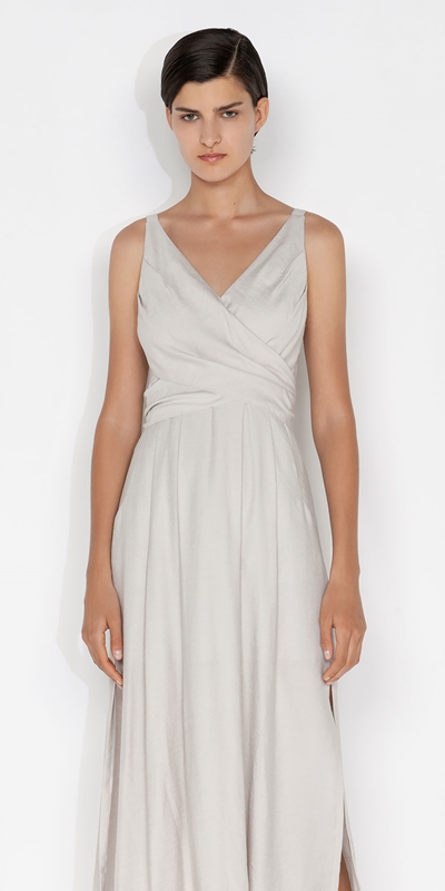 Dresses  | Wrap Front Midi Dress | 901 Dove Grey
