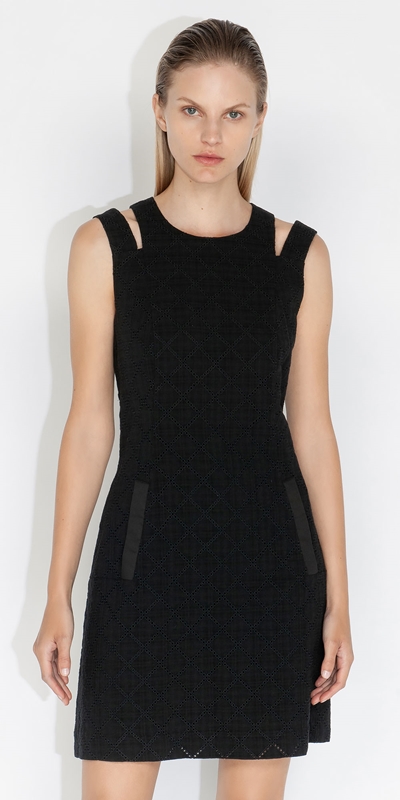 Dresses  | Cotton Broderie Shift Dress | 990 Black