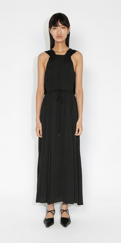 Dresses | Satin Midi Dress | 990 Black