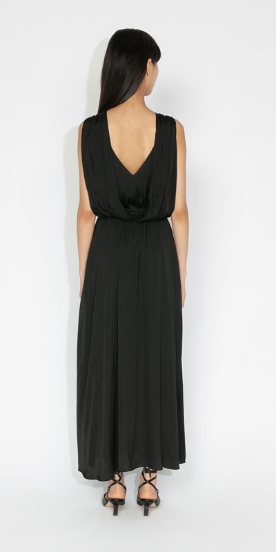 Dresses | Satin Midi Dress | 990 Black