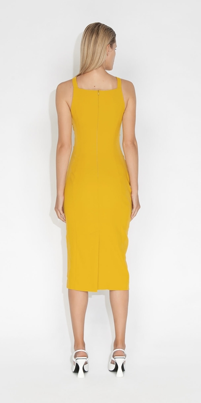 Dresses | Stretch Faille Ruched Dress | 320 Chartreuse