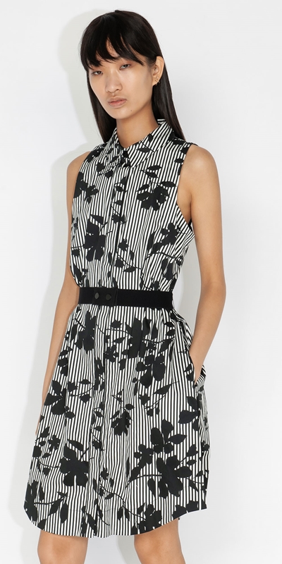 Dresses | Stripe Cotton Shirt Dress | 988 Black/White