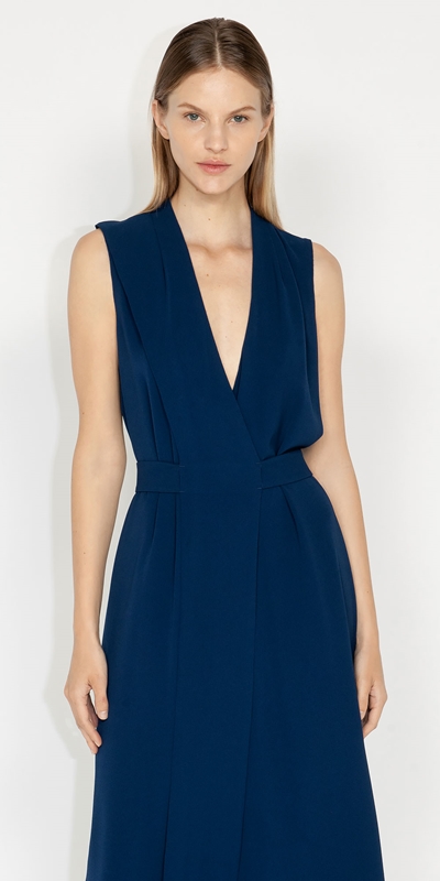 Cue Cares - Sustainable  | Recycled Georgette Wrap Front Dress | 772 Royal