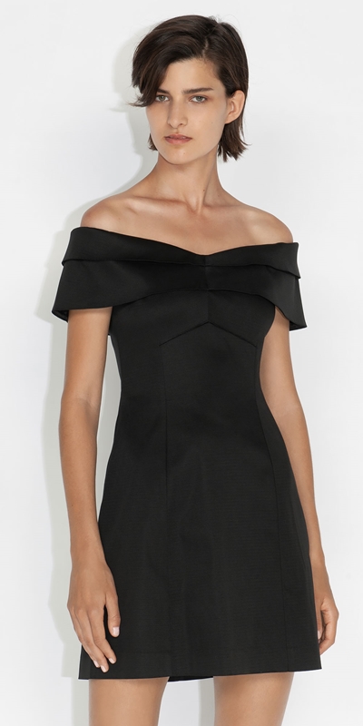Dresses  | Off Shoulder A-Line Dress | 990 Black