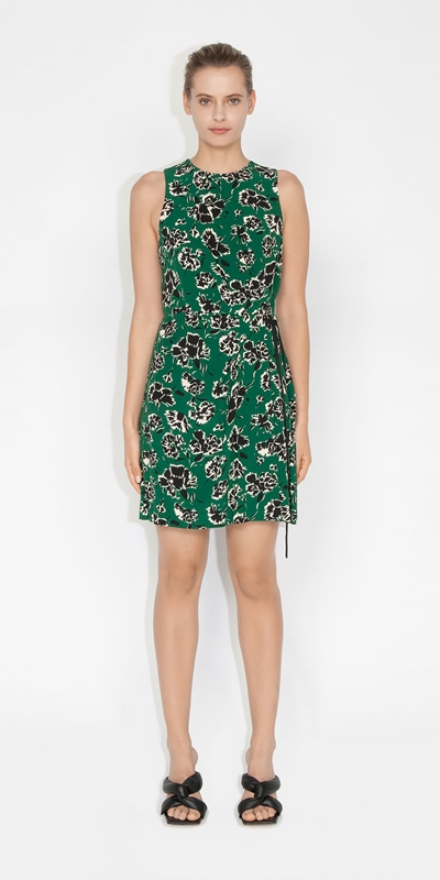 Sale | Emerald Floral Waist Tuck Dress | 335 Emerald