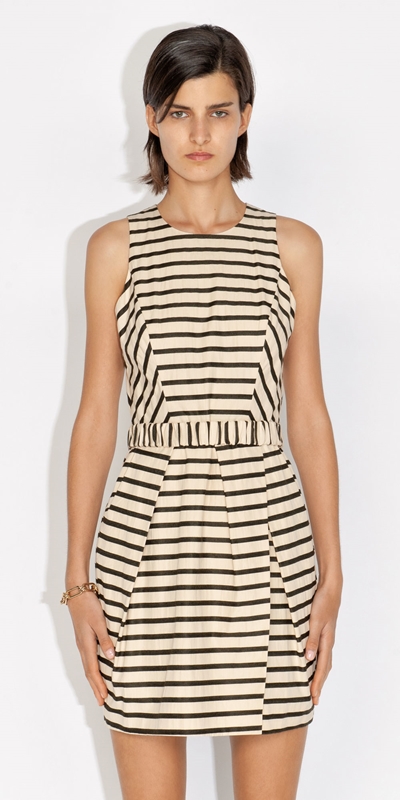 Sale  | Cotton Stripe Tulip Dress | 989 Black/Cream