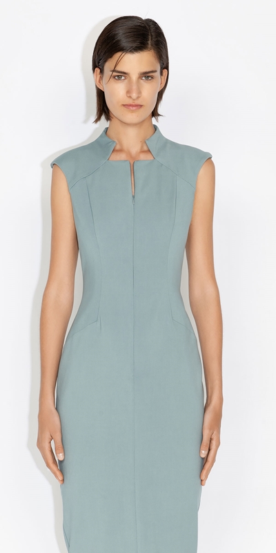 Cue Cares - Sustainable  | Double Twill Pencil Dress | 902 Mist