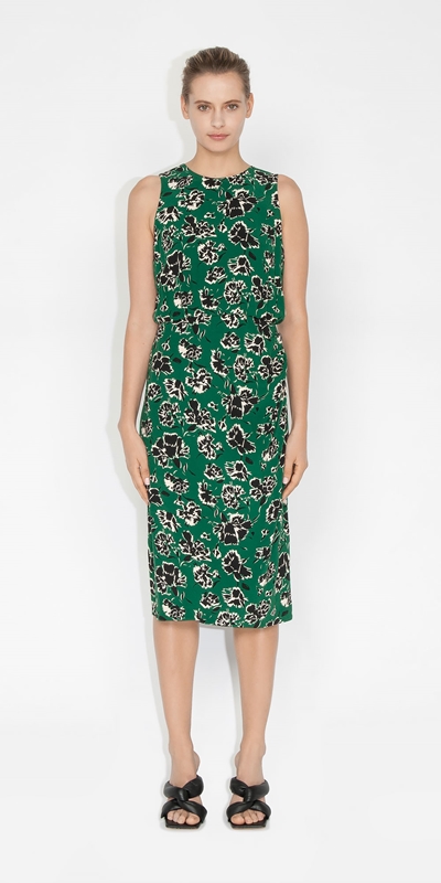 Sale | Emerald Floral Midi Dress | 335 Emerald