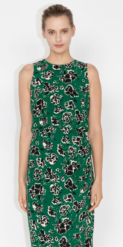 Dresses  | Emerald Floral Midi Dress | 335 Emerald