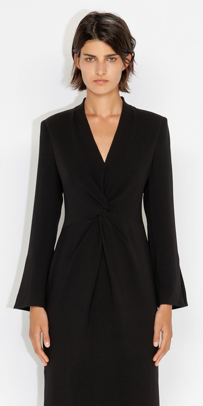 Sale  | Twist Front Midi Dress | 990 Black