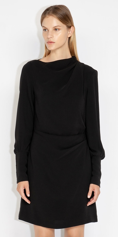 Sale  | Tuck Neck Mini Dress | 990 Black