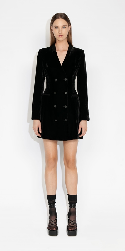 Sale | Velvet Blazer Dress | 990 Black