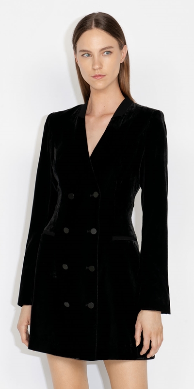 Made in Australia  | Velvet Blazer Dress | 990 Black