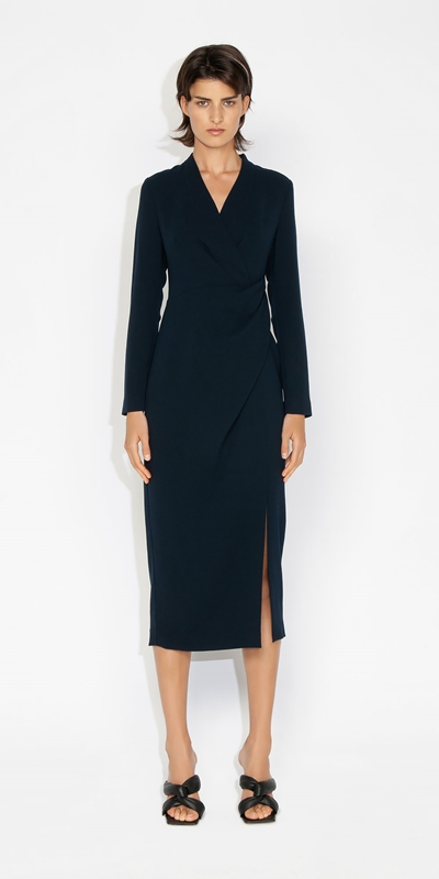 New Arrivals | Tucked Wrap Dress | 780 Ink