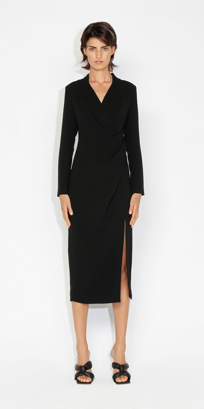 Sale | Tucked Wrap Dress | 990 Black