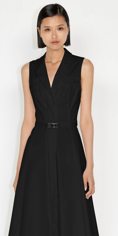 Dresses  | Cotton Utility Midi Dress | 990 Black