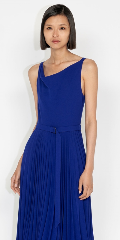 Dresses  | Cobalt Pleated Midi Dress | 571 Ultra Violet