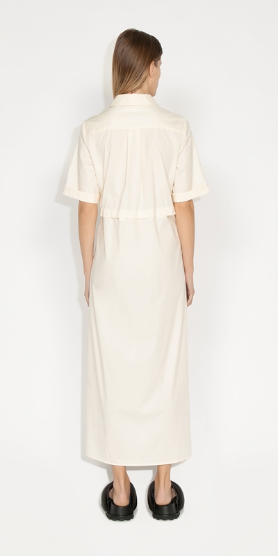 Dresses | Cotton Nylon Deconstructed Shirt Dress | 104 Ecru