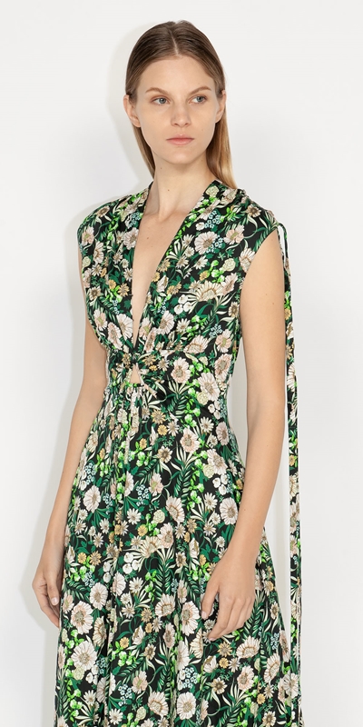 Dresses | Spring Floral Gathered Dress | 309 Lime