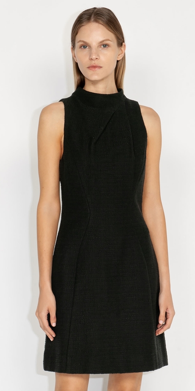 Dresses  | Cotton Boucle Mini Dress | 990 Black