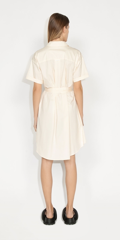 Dresses | Cotton Nylon Shirt Dress | 104 Ecru