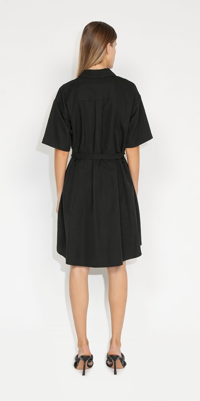 Dresses | Belted Shirt Dress | 990 Black