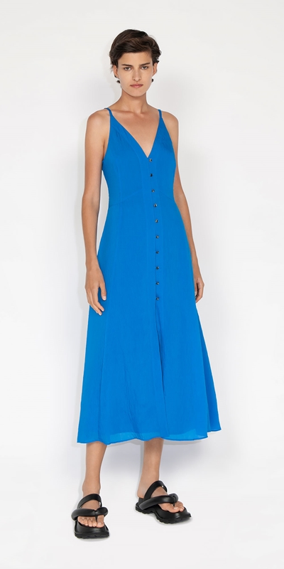 Sale | Soft Sheer Tencel Dress | 722 Sea Blue