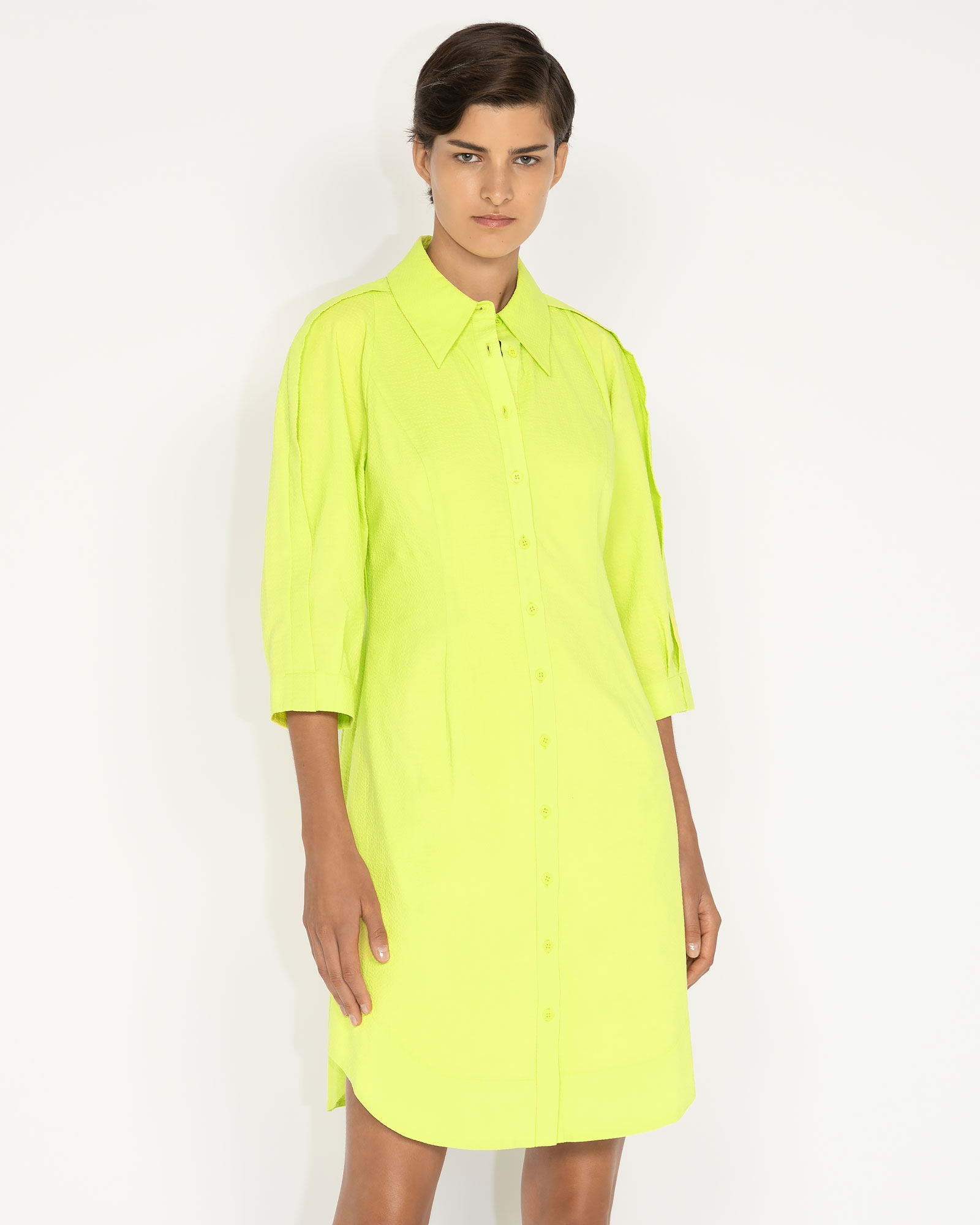New Arrivals | Organic Cotton Shirt Dress | 375 Ultra Lime