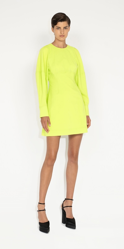 Sale | Rounded Sleeve Dress | 375 Ultra Lime