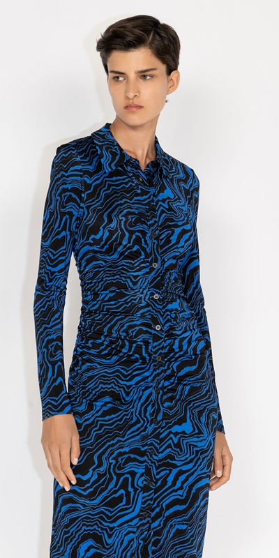 Dresses  | Azure Wave Shirt Dress | 731 Azure