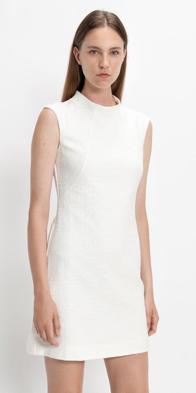 Wear to Work  | Panelled Sleeveless Mini Dress | 110 Off White
