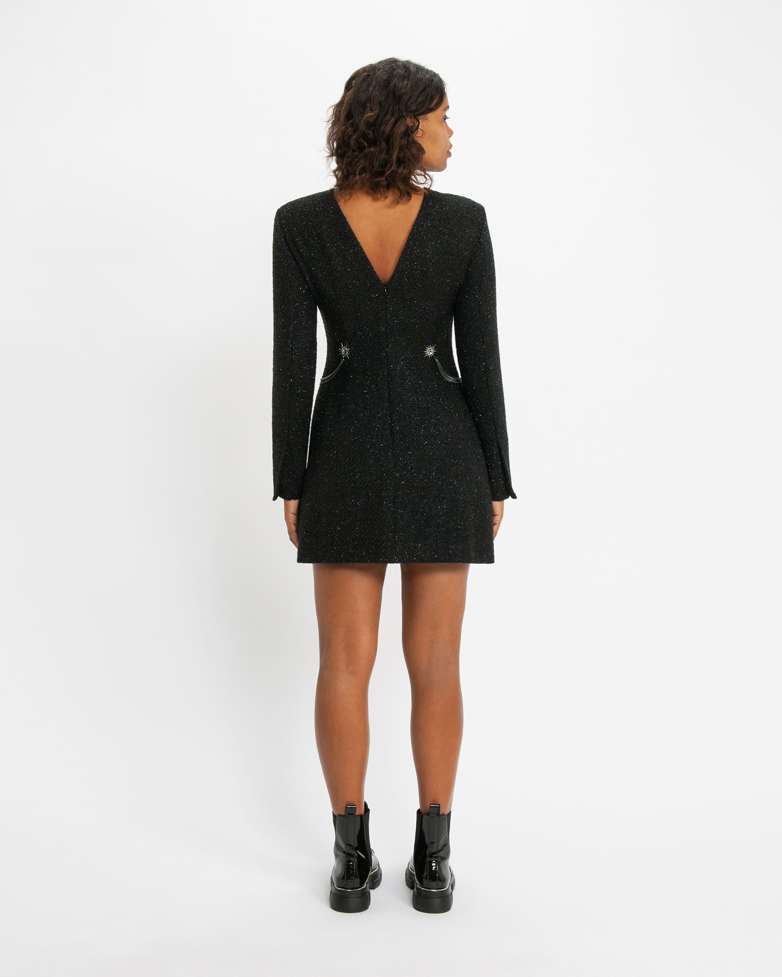 Dresses | Metallic Tweed Mini Dress | 990 Black