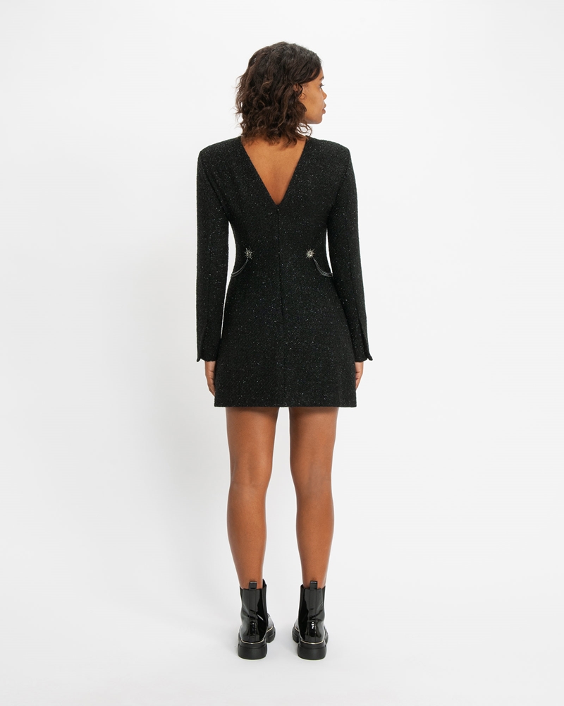 New Arrivals  | Metallic Tweed Mini Dress | 990 Black