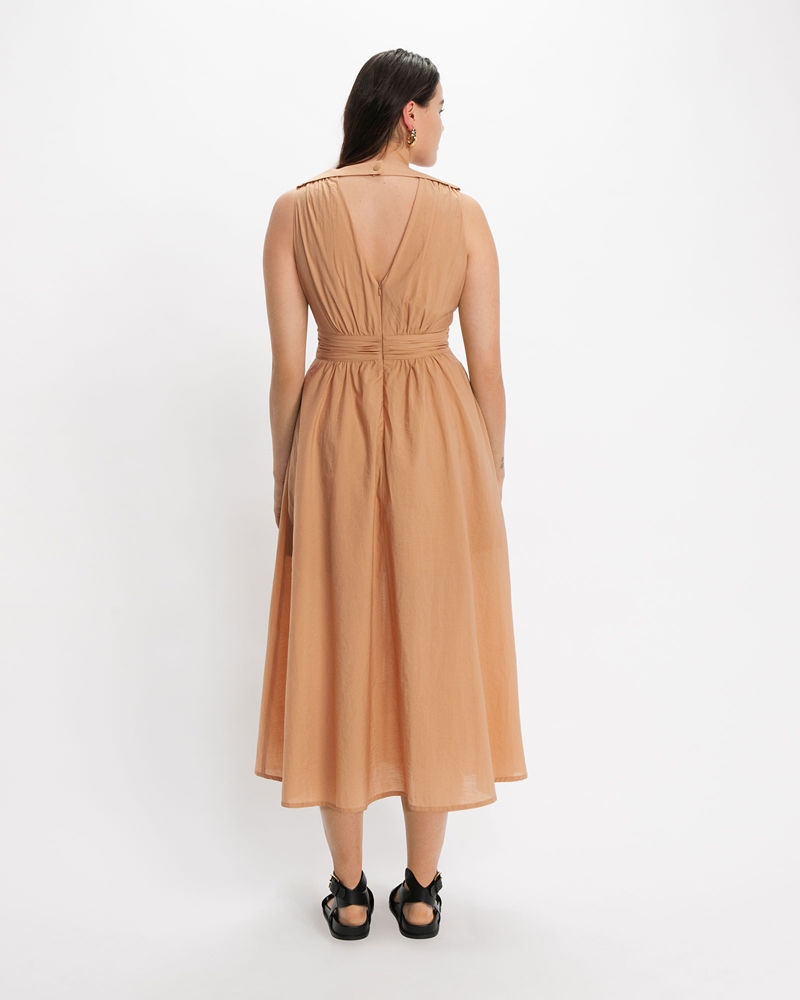 Sale  | Ruched Tab Shoulder Dress | 129 Sand