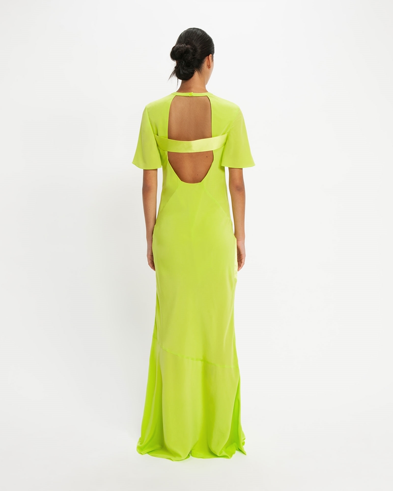 Dresses  | Silk Draped Maxi Dress | 352 Soft Lime