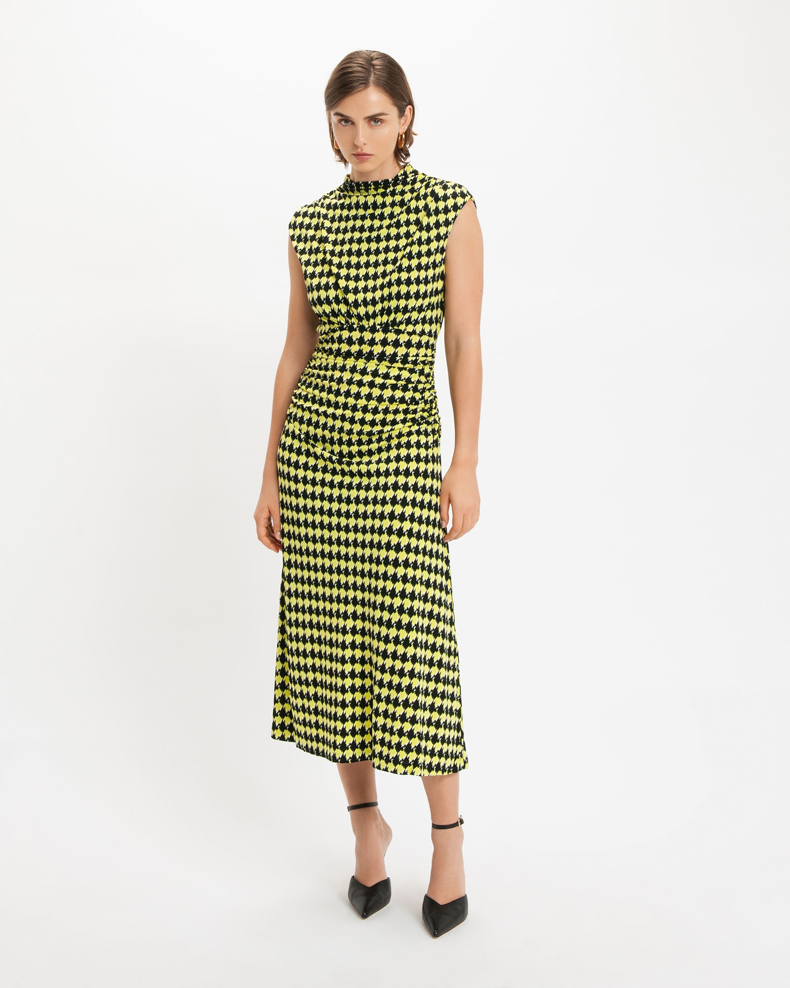 Dresses | Houndstooth Double Jersey Midi Dress | 375 Ultra Lime