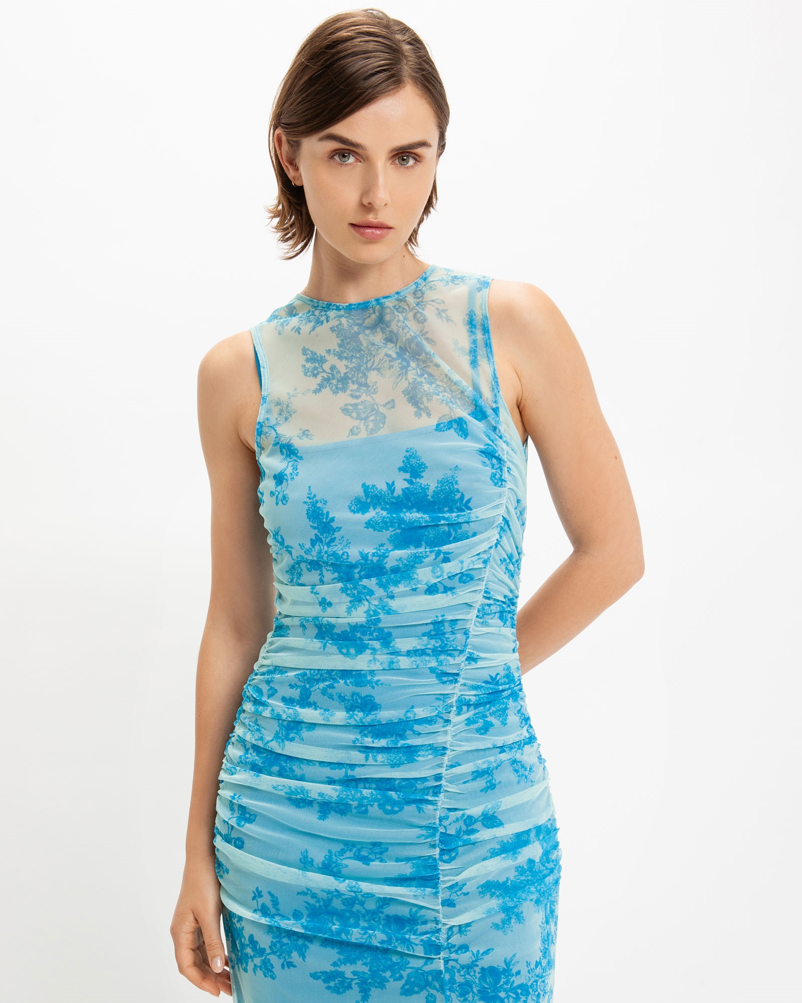 Dresses  | Floral Toile Mesh Dress | 719 Blue Mint