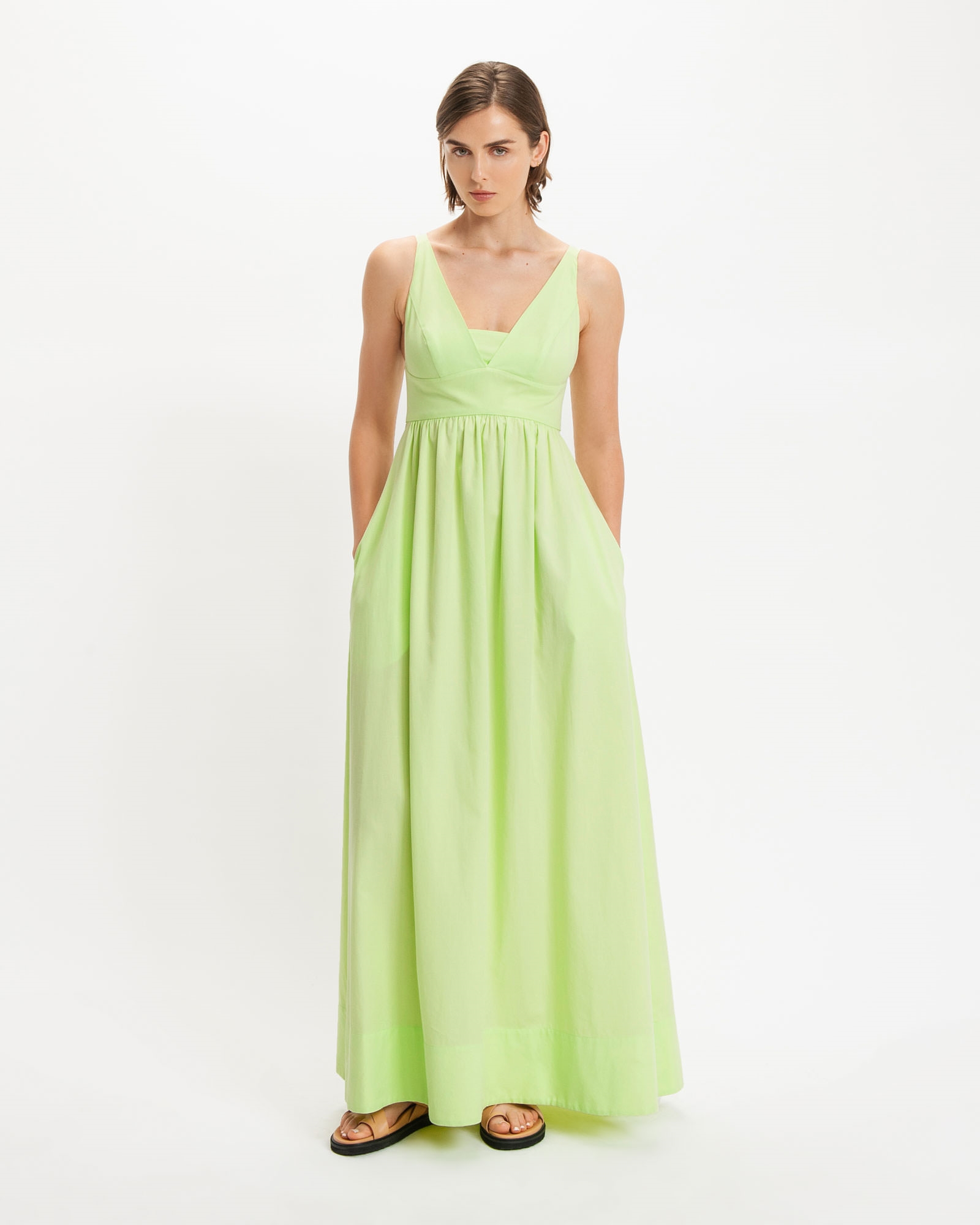 Dresses | Twill Cotton Maxi Dress | 352 Soft Lime